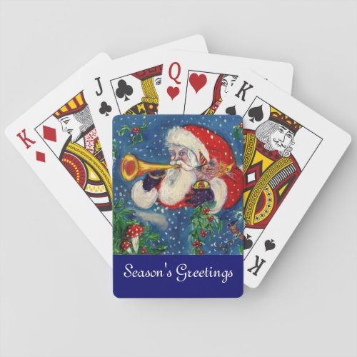 CHRISTMAS NIGHT  SANTA BUGLER POKER CARDS