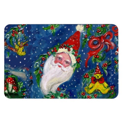 CHRISTMAS NIGHT  SANTA CLAUS AND TOYS RED BOW MAGNET