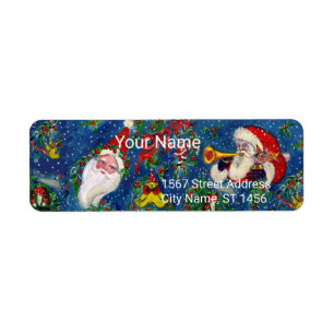 CHRISTMAS NIGHT,SANTA CLAUS BUGLER,TOYS,RIBBONS LABEL