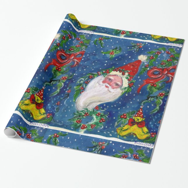 CHRISTMAS NIGHT /SANTA CLAUS WRAPPING PAPER (Unrolled)