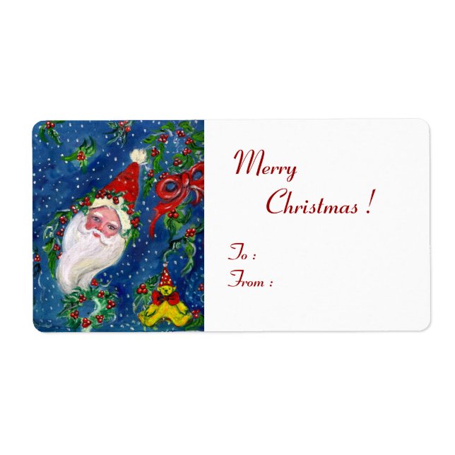 CHRISTMAS NIGHT / SANTA WITH TOYS AND RED BOW LABEL (Front)