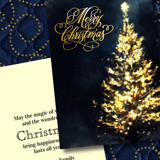 Christmas Night Sky Lit Tree Holiday Card (Creator Uploaded)