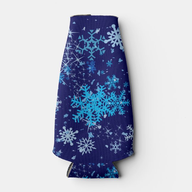 Christmas Night Snowfall Bottle Cooler (Front)