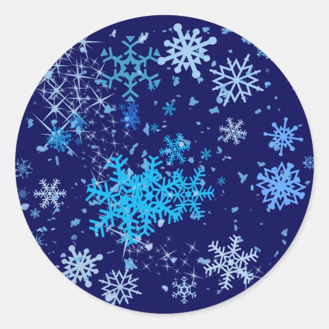 Christmas Night Snowfall Classic Round Sticker (Front)