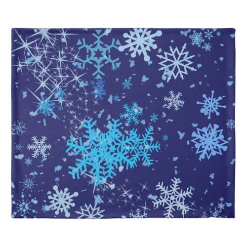 Christmas Night Snowfall Duvet Cover