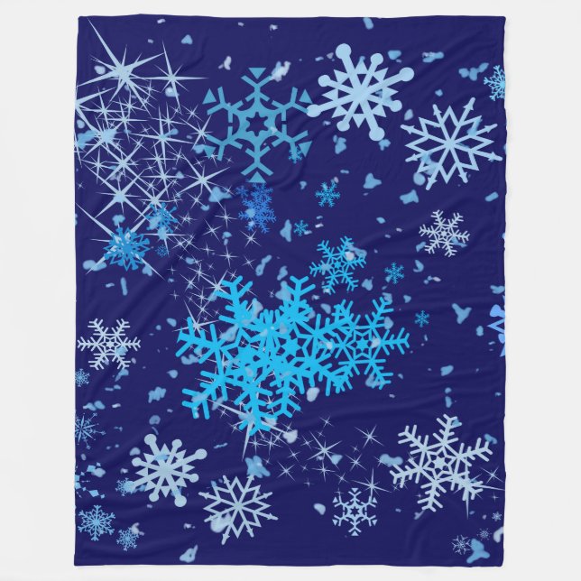 Christmas Night Snowfall Fleece Blanket (Front)