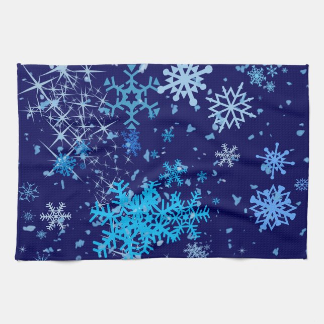 Christmas Night Snowfall Kitchen Towel (Horizontal)