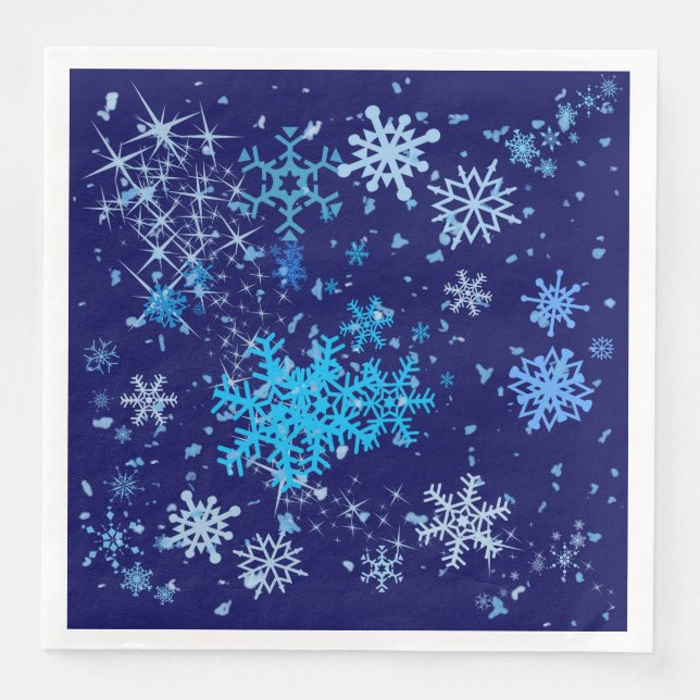 Christmas Night Snowfall Paper Dinner Napkins (Front)
