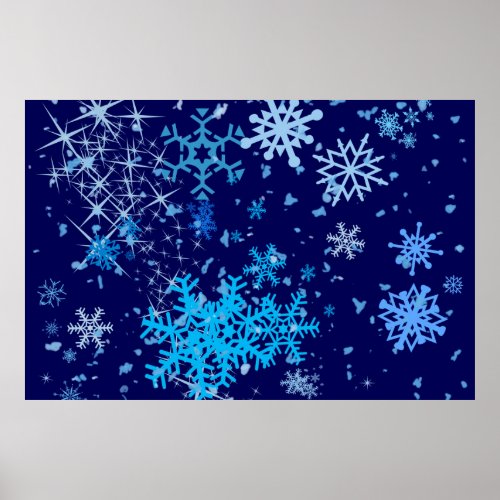 Christmas Night Snowfall Poster