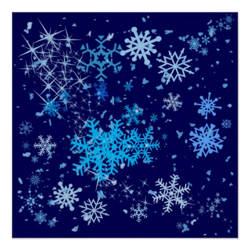 Christmas Night Snowfall Poster