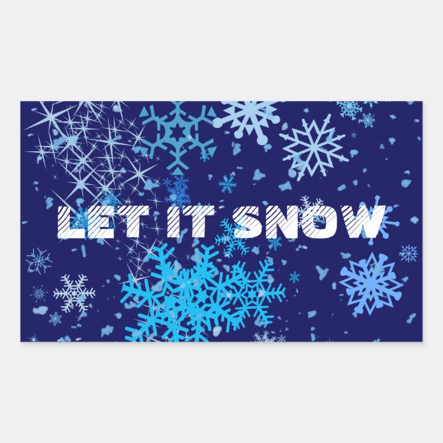 Christmas Night Snowfall Rectangular Sticker (Front)