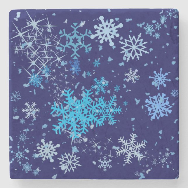 Christmas Night Snowfall Stone Coaster (Front)
