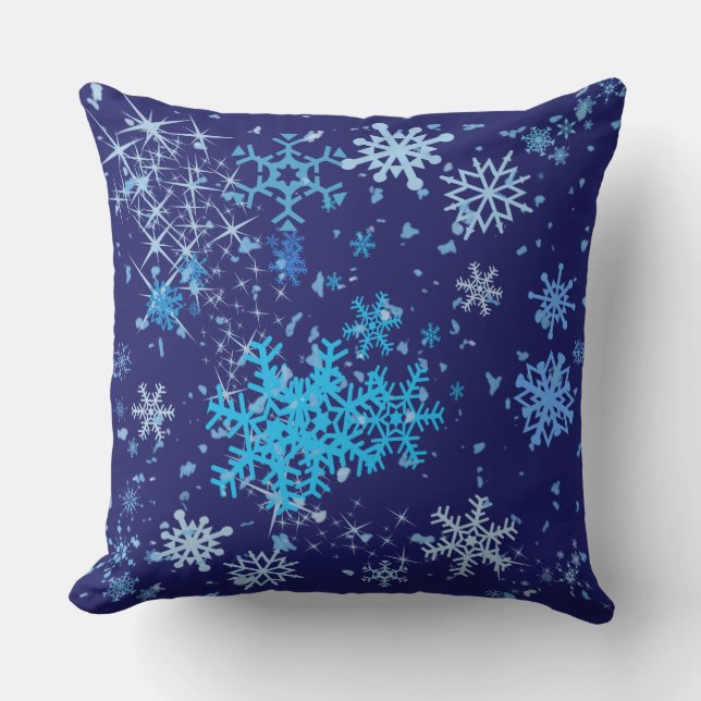 Christmas Night Snowfall Throw Pillow (Front)