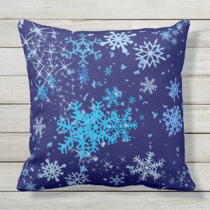 Christmas Night Snowfall Throw Pillow
