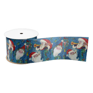 CHRISTMAS NIGHT / THREE SANTA SATIN RIBBON