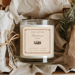 Christmas Night Vintage Cabin | Rustic Candle Square Sticker<br><div class="desc">Bring a touch of rustic holiday charm to your candle collection with this Christmas Night Vintage Cabin Candle Label. Featuring an elegant distressed border, classic serif typography, and a cozy winter cabin illustration, this design captures the warmth of the season. Perfect for soy wax candle makers, small businesses, or DIY...</div>