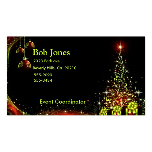 Christmas Night Wonderland Green Set Business Card Template