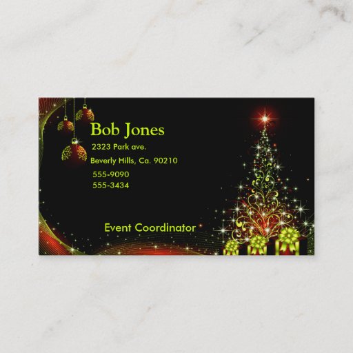 Customizable Christmas Night Wonderland Green Set Business Card Template