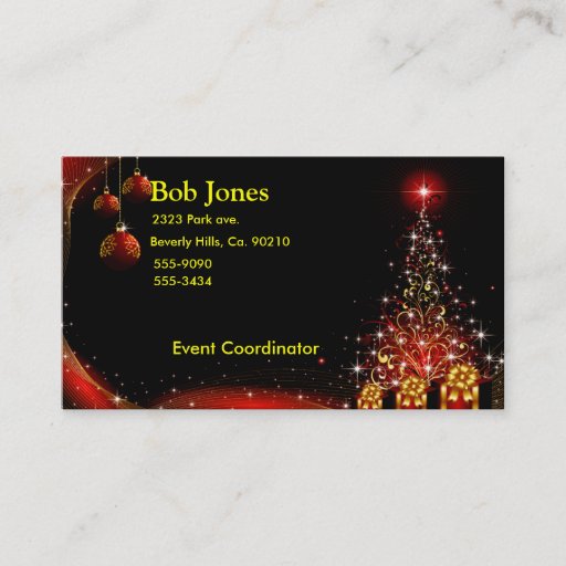 Customizable Christmas Night Wonderland Red Set Business Card