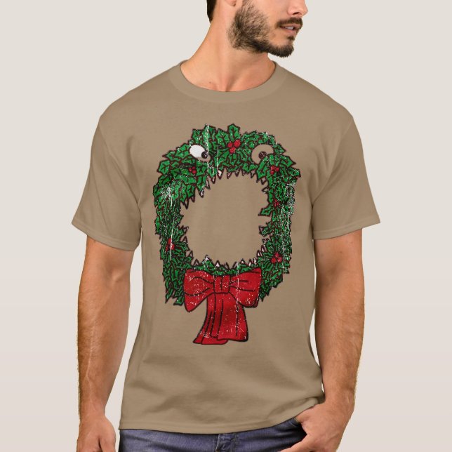 Christmas Nightmare Wreath Funny T-Shirt (Front)