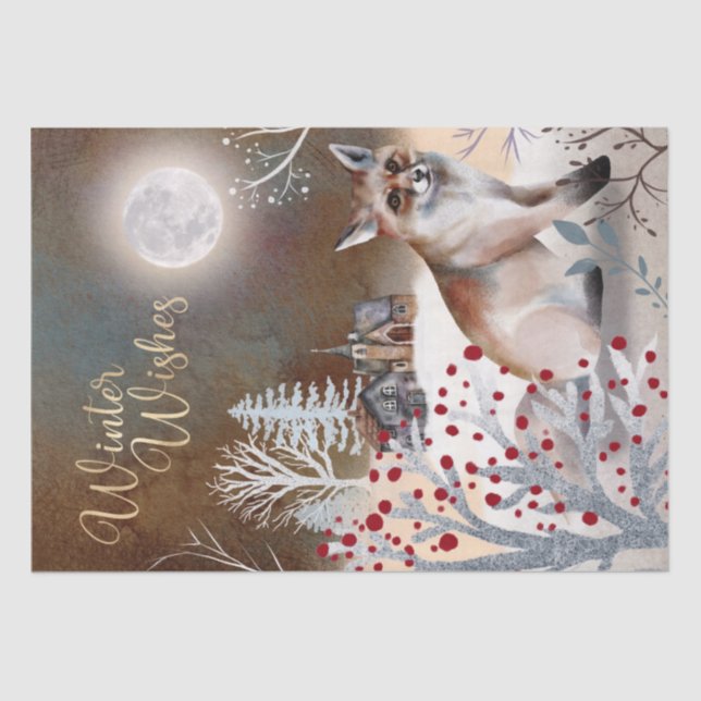Christmas Nights Winter Fox Tissue Paper (Front)