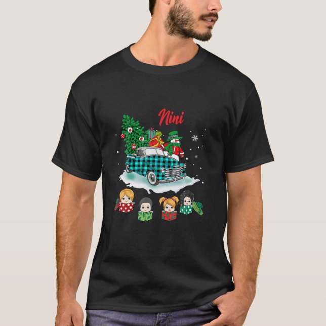 Christmas Nini Christmas Tree Green Truck Cute Gif T-Shirt (Front)