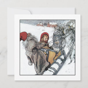 Christmas Nisse and Kersti on Sleigh Ride Holiday Card
