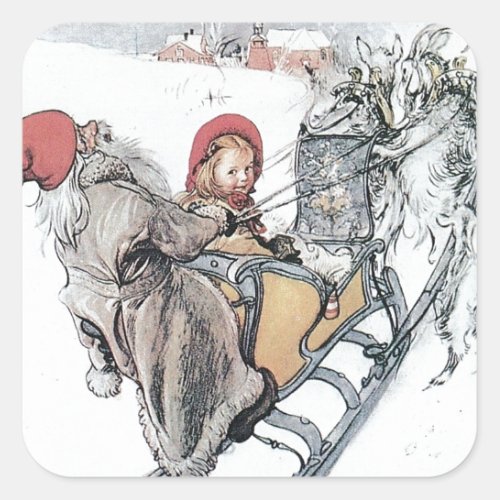 Christmas Nisse and Kirsti Square Sticker