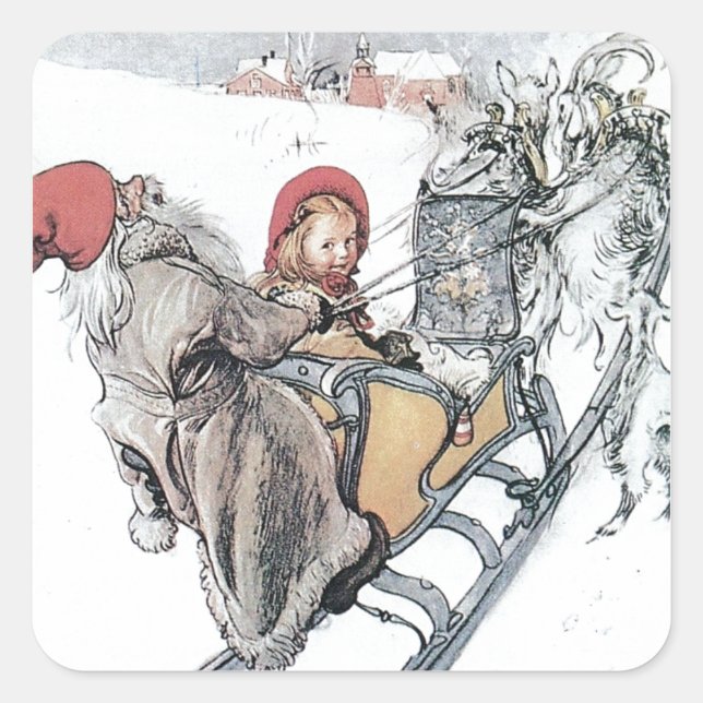 Christmas Nisse and Kirsti Square Sticker (Front)