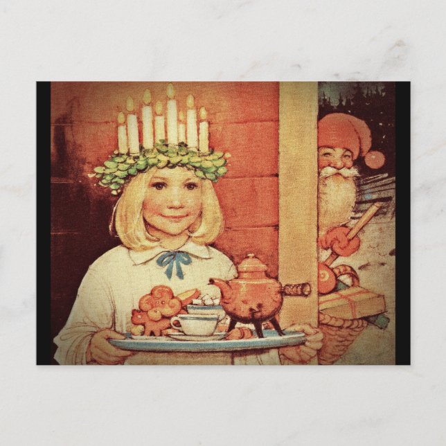 Christmas Nisse and Lucia Day Karin Holiday Postcard (Front)