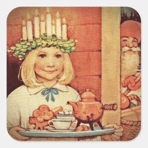 Christmas Nisse and Lucia Day Karin Square Sticker