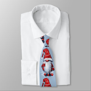 Christmas Nisse Gnome Gonk Holding A Mulled Wine Neck Tie