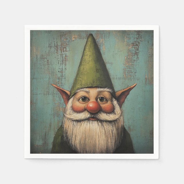 Christmas Nisse - Traditional Nordic Holiday Art Napkins (Front)
