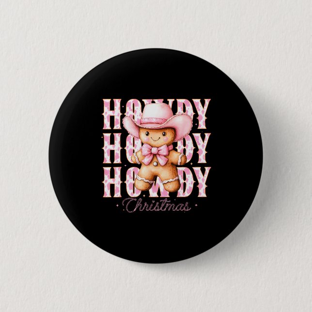 Christmas Nk Gingerbread Cowboy Cowgirl Howdy West Button (Front)