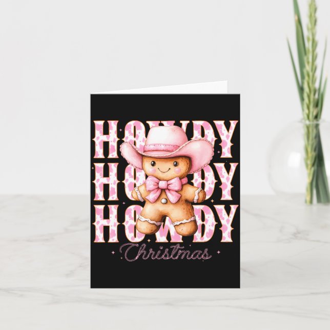 Christmas Nk Gingerbread Cowboy Cowgirl Howdy West Card (Front)