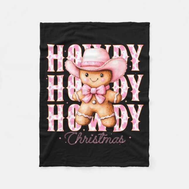 Christmas Nk Gingerbread Cowboy Cowgirl Howdy West Fleece Blanket (Front)