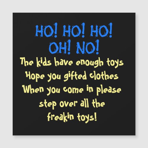 CHRISTMAS NO TOYS MERRY STOP Magnetic Card