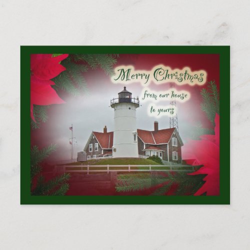 Christmas Nobska Point Lighthouse Holiday Postcard