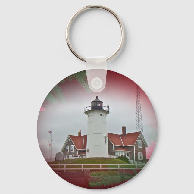 Christmas Nobska Point Lighthouse Keychain (Front)
