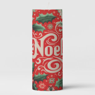 Christmas Noel Red & Green  Pillar Candle