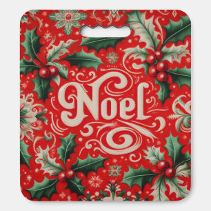 Christmas Noel Red & Green  Seat Cushion