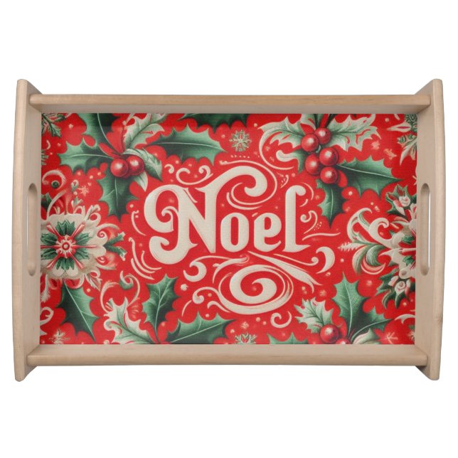 Christmas Noel Red & Green  Serving Tray (Front)