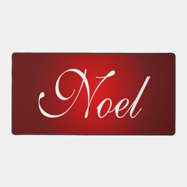 Christmas Noel Red White Fancy Holiday Design Desk Mat (Front)