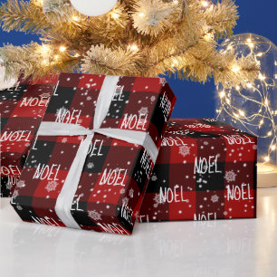 Christmas NOEL Text In Snowflakes Wrapping Paper