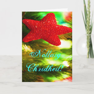 Christmas Nollaig Chridheil Red Star Holiday Card
