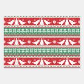 Christmas Nordic Fair Isle Dinosaurs Sweater Wrapping Paper Sheets (Front 3)