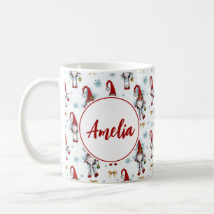 Christmas Nordic Gnomes Pattern With Name  Coffee Mug