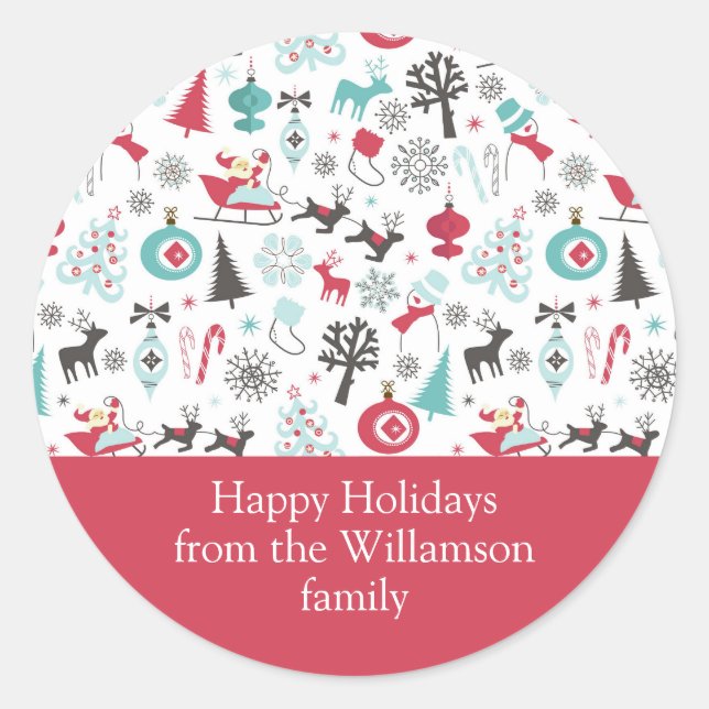 Christmas Nordic Muted Classic Round Sticker (Front)