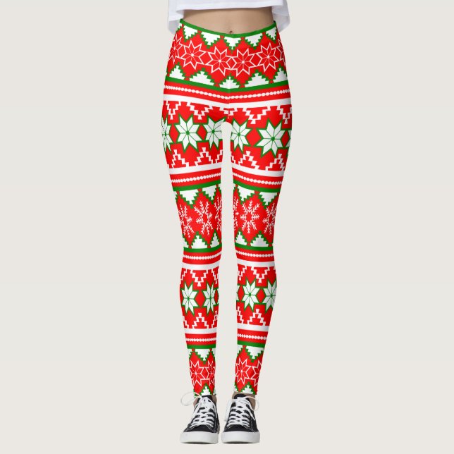 Christmas nordic style pattern leggings (Front)