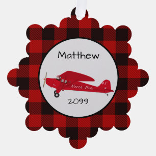 Christmas North Pole Airplane - Gift Tag - Ornament Card